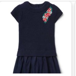 Janie and Jack Girls Navy Drop Waist Dress 18/24M